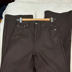 ASOS Brown Leather Like Flare Bottom pants
